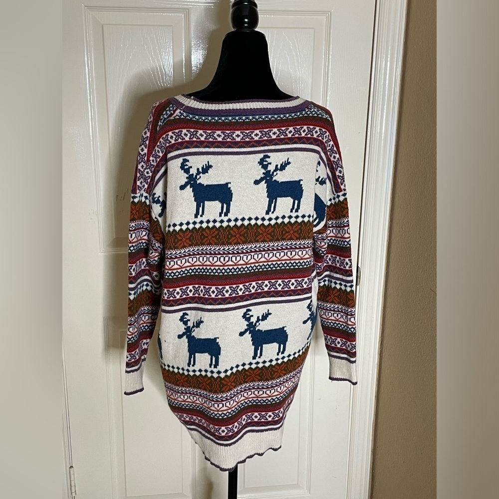 Vogue Of Eden Nordic Reindeer Moose Sweater Size L-XL Womens READ Fair Isle‌‌‌‍‍ - Picture 3 of 8